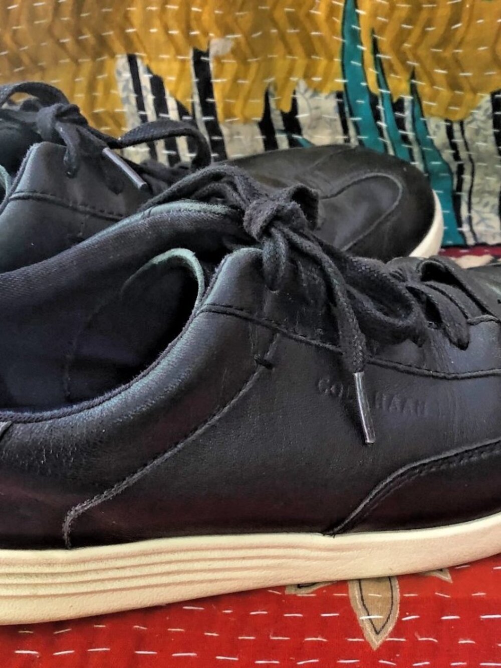 Cole Haan GrandPro Meridian Black Leather Sneakers Men 7.5 Women 8.5 Lace Up - Picture 6 of 16